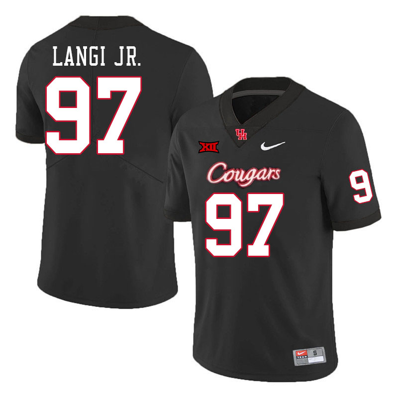 Men #97 Amipeleasi Langi Jr. Houston Cougars Big 12 XII College Football Jerseys Stitched-Black - Click Image to Close